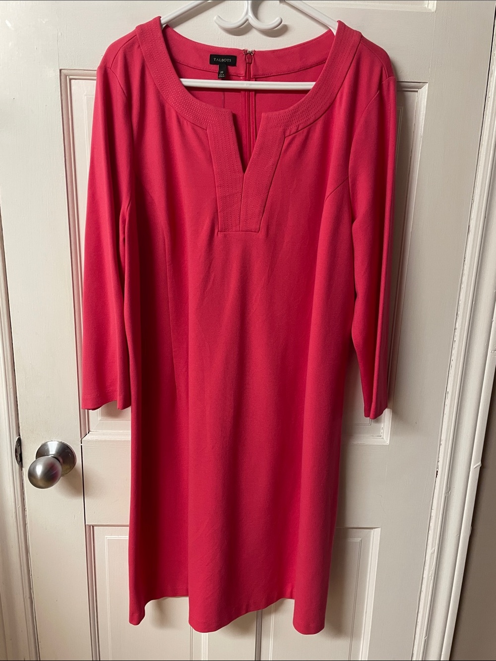 Talbots new V neck three quarter sleeve pink midi dress women’s size 20